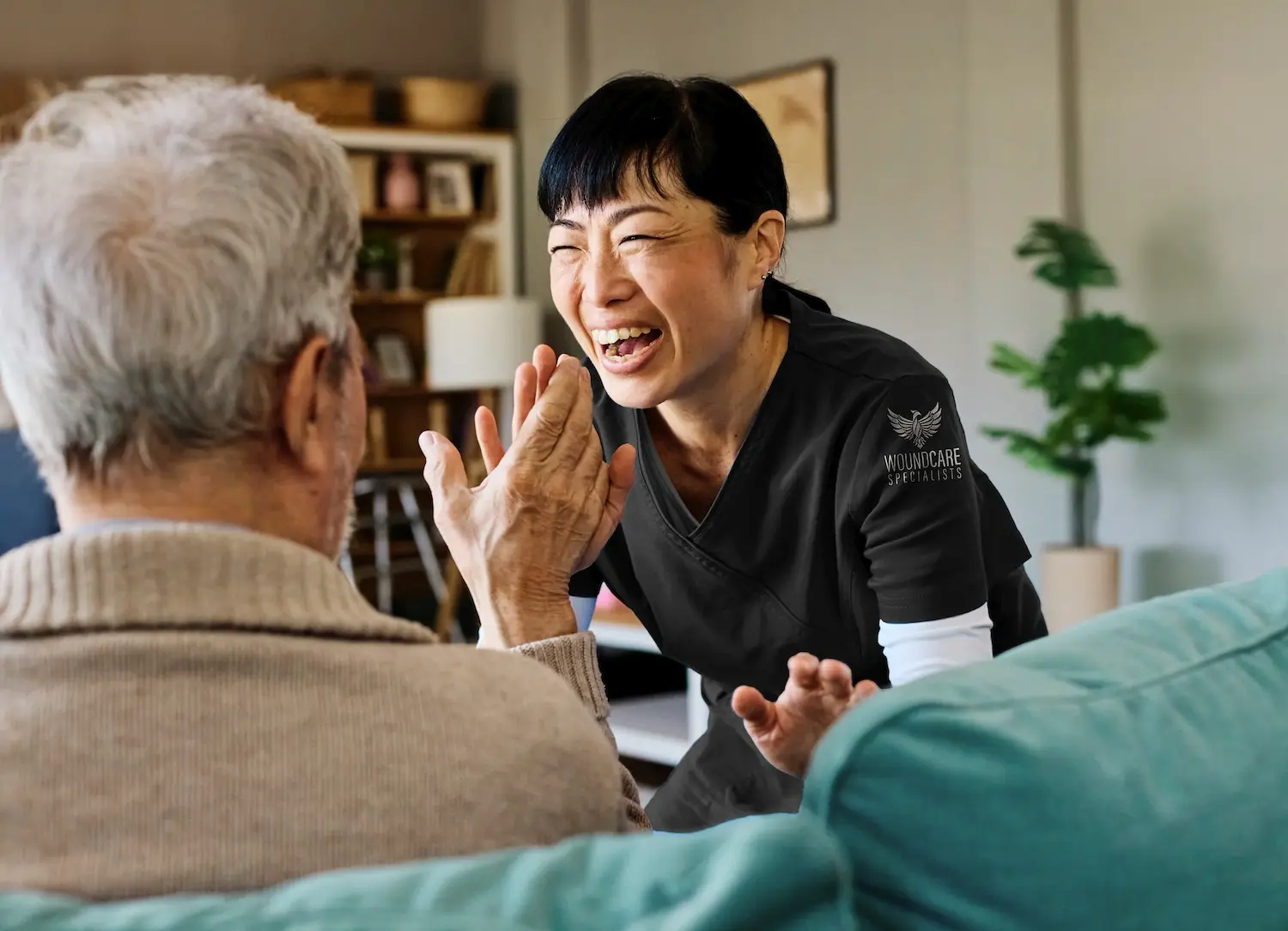 Warm, attentive wound care for a nursing home resident