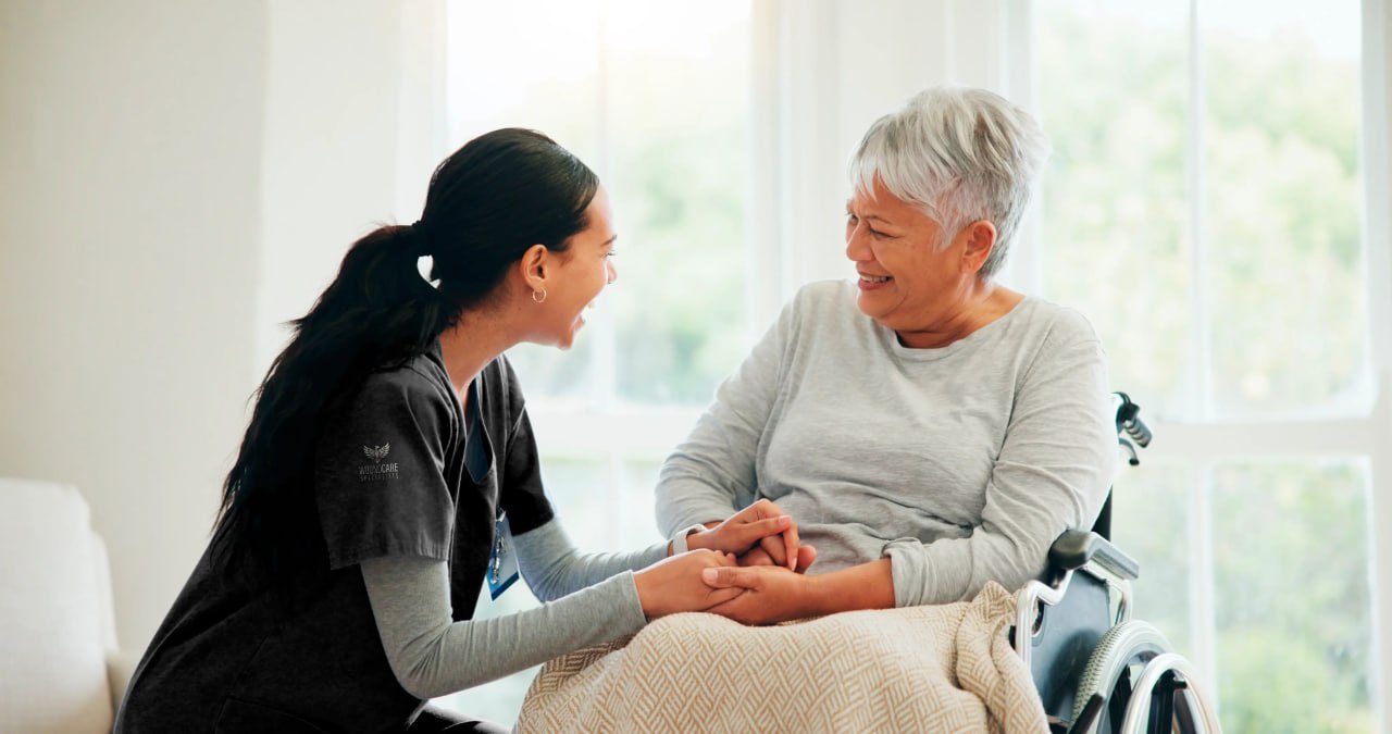 Healthcare provider visiting patient at home